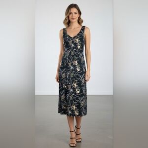 {All that Jazz} Vintage Women's Green Floral Print Sleveless Dress - Size 7/8
